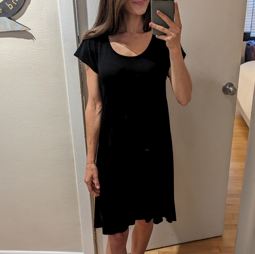 Black T-Shirt Swing Dress, Size Small